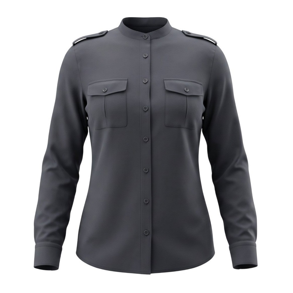 Imogene + Willie Military Shirt Women Large Gray Good Epaulettes USA Made